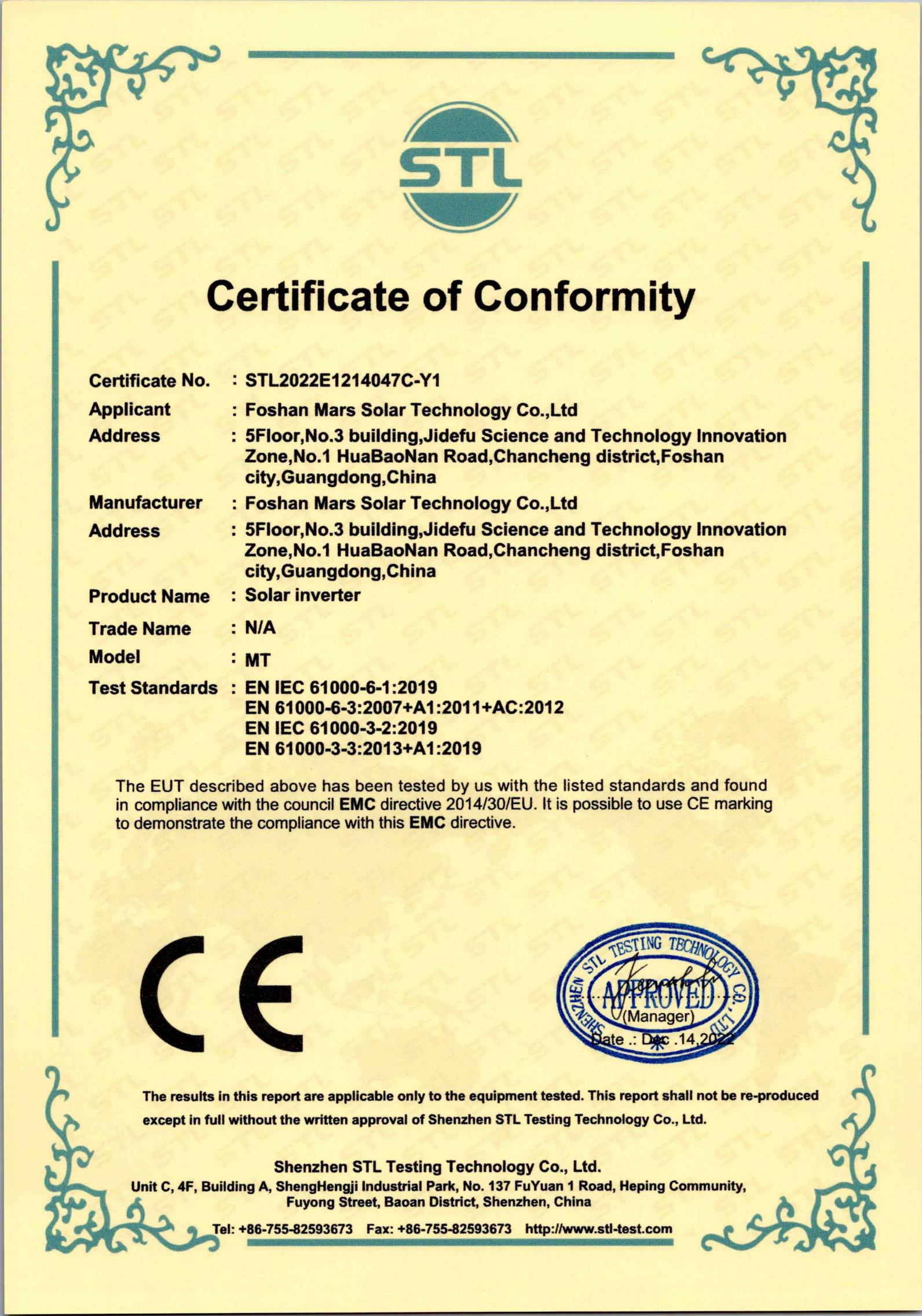 CE-EMC Certification